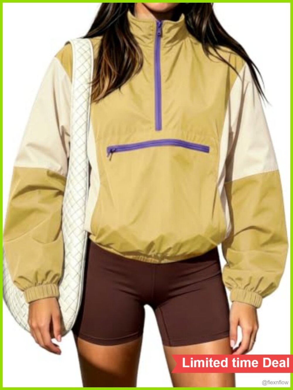 Women's Lightweight Windbreaker Jacket Quarter Zip Pullover Athletic Track
